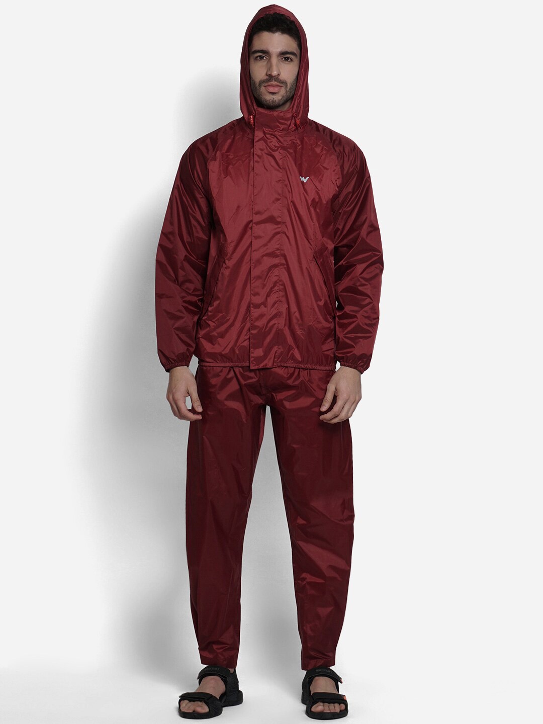 

Wildcraft Men Hooded Waterproof Rain Suit, Maroon