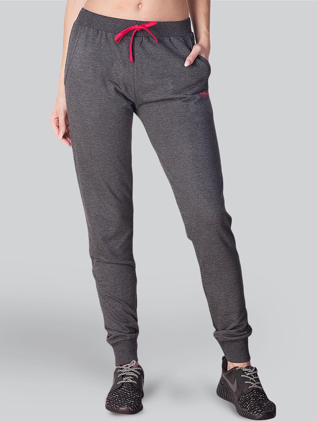 

LYRA Women Mid-Rise Anti-Odor Straight-Fit Cotton Joggers, Grey