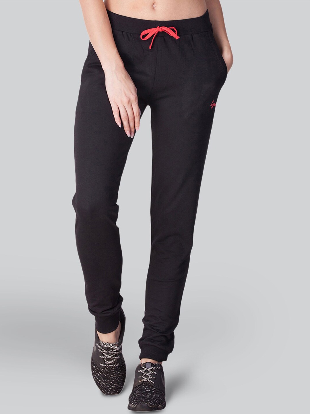 

LYRA Women Mid-Rise Anti-Odor Straight-Fit Cotton Joggers, Black
