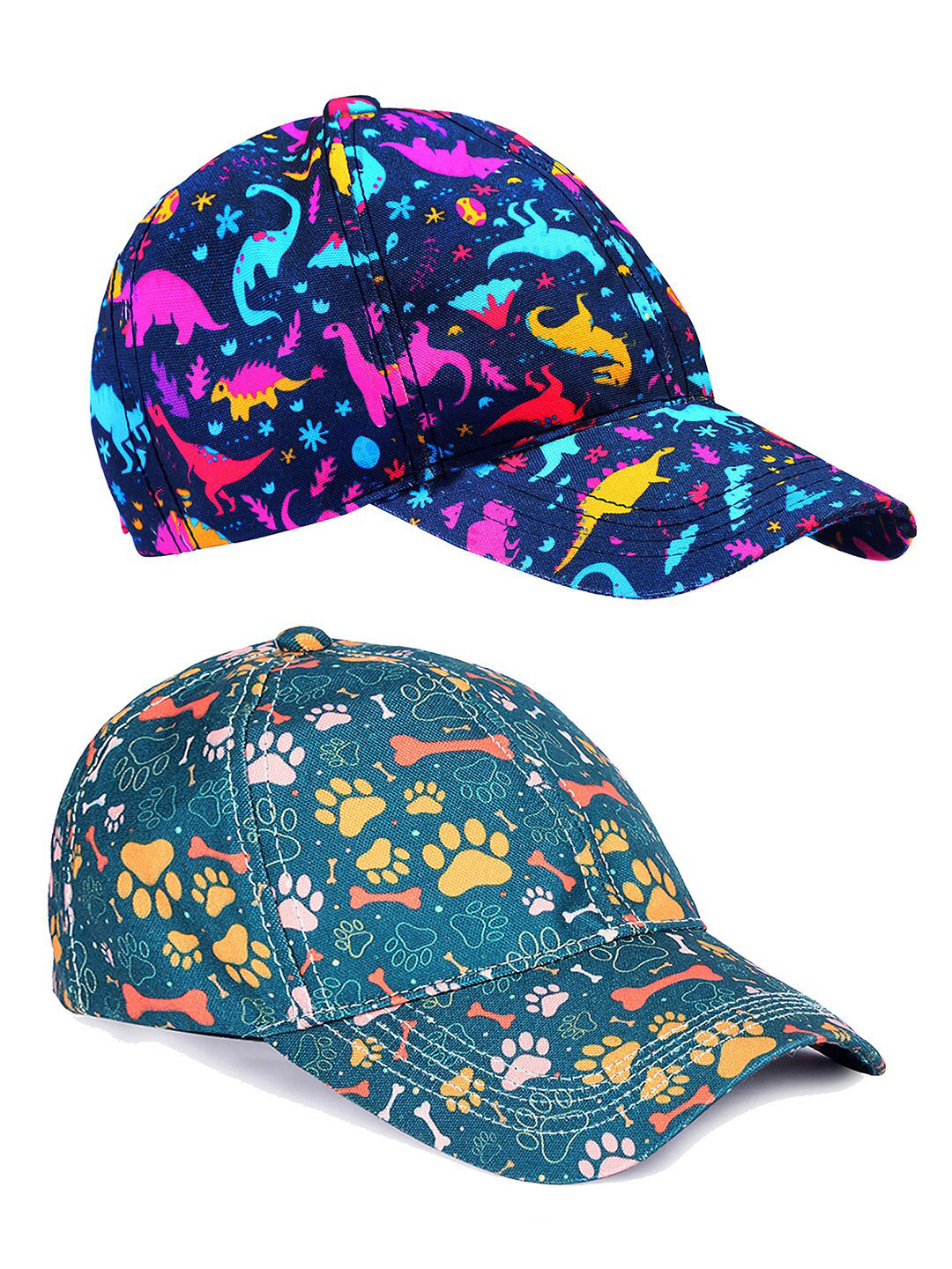 

Knotyy Pack Of 2 Printed Snapback Caps, Green