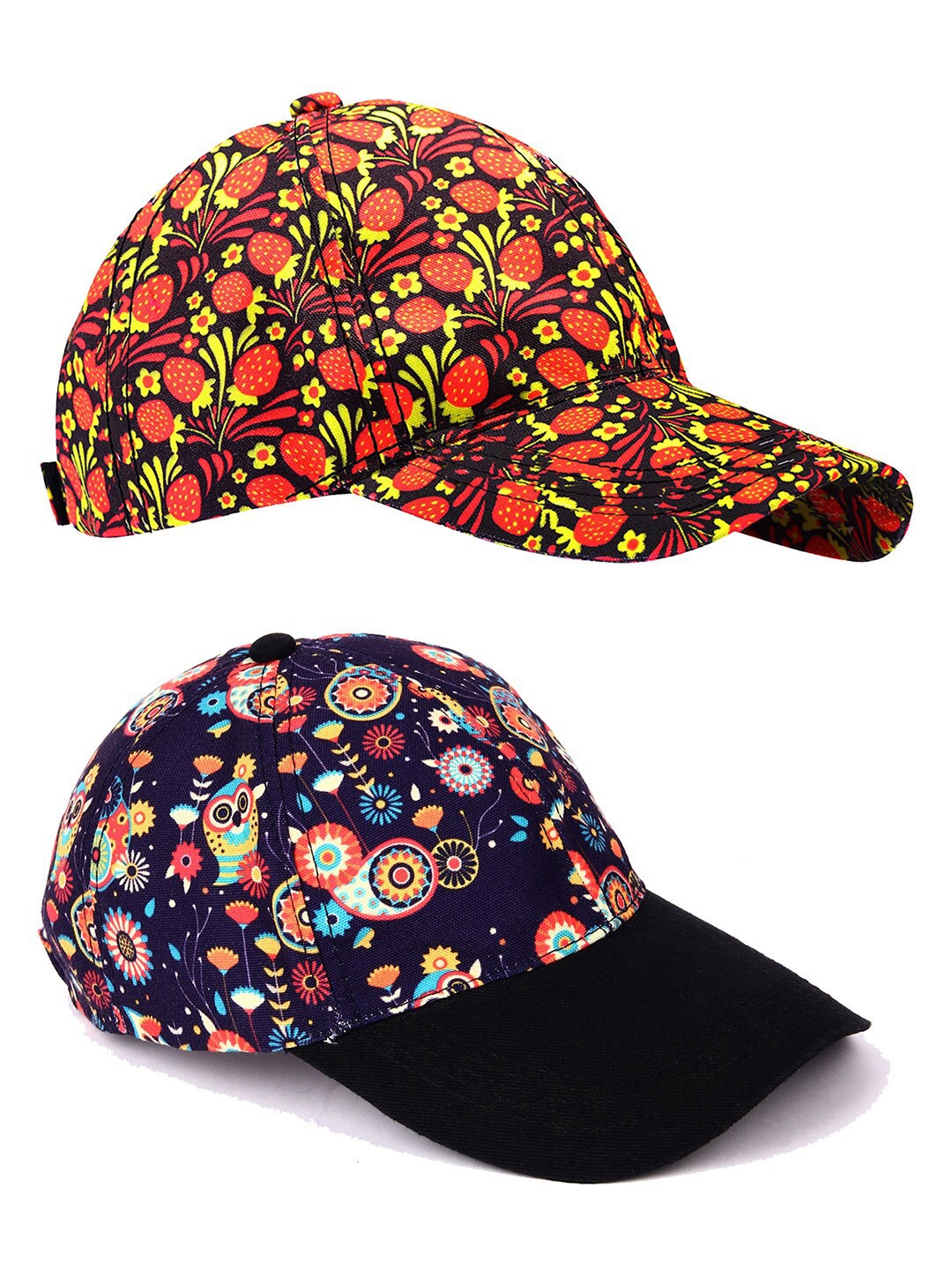 

Knotyy Pack Of 2 Printed Snapback Caps, Black