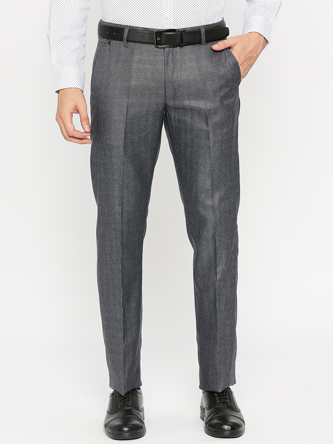 

Solemio Men Mid-Rise Plain Formal Trousers, Grey