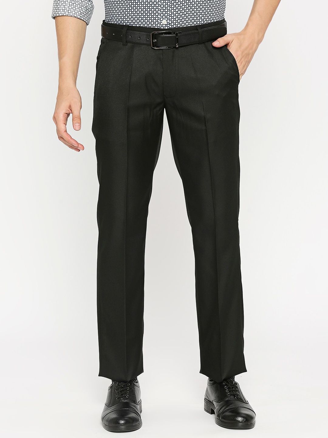 

Solemio Men Mid-Rise Plain Formal Trousers, Black
