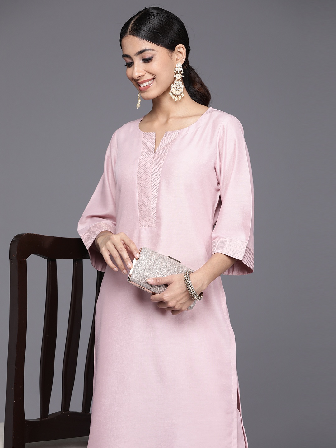 

Libas Women Regular Kurta with Trousers, Pink