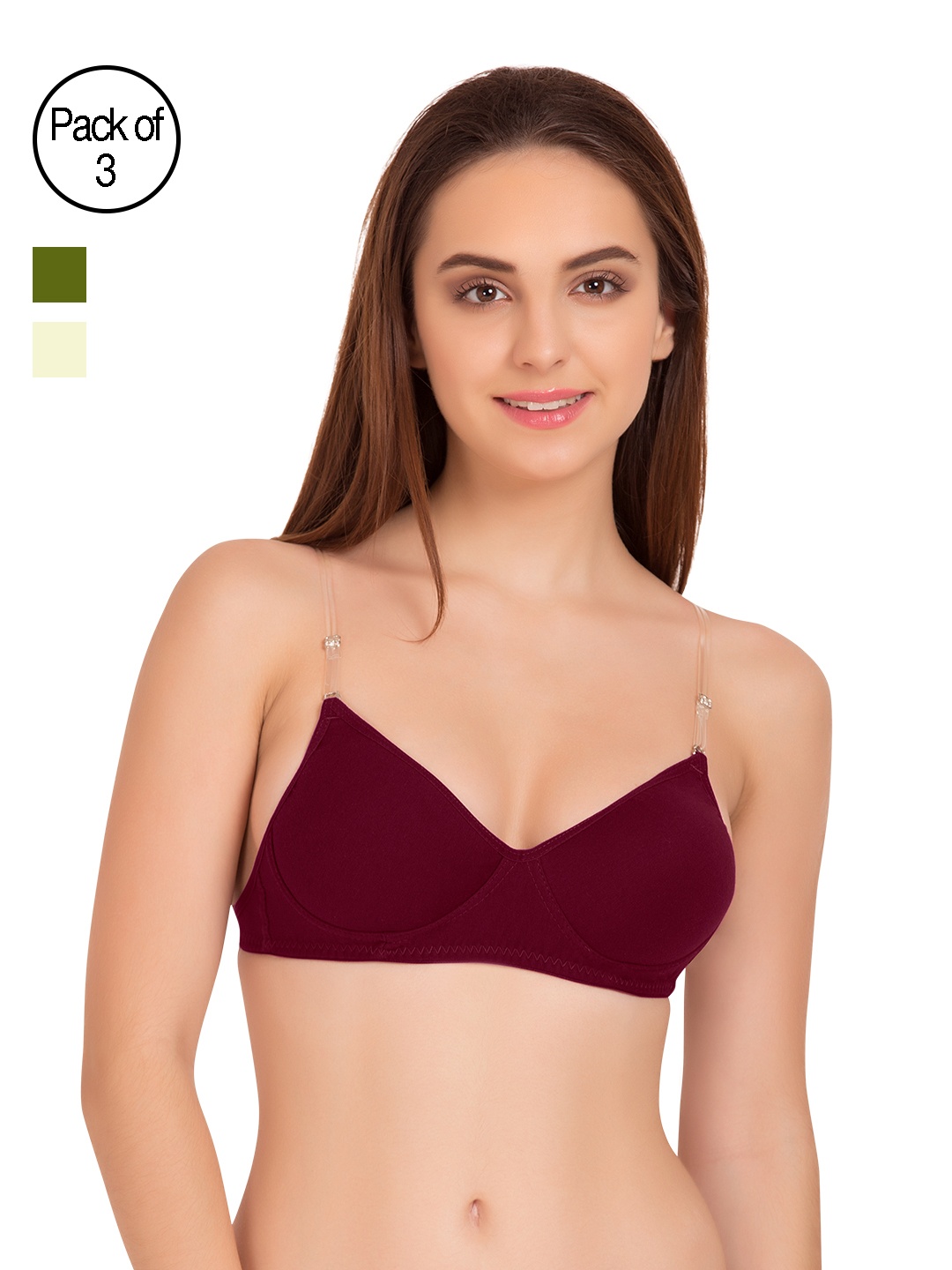 

Tweens Pack of 3 Full-Coverage T-shirt Bras TW91315, Maroon