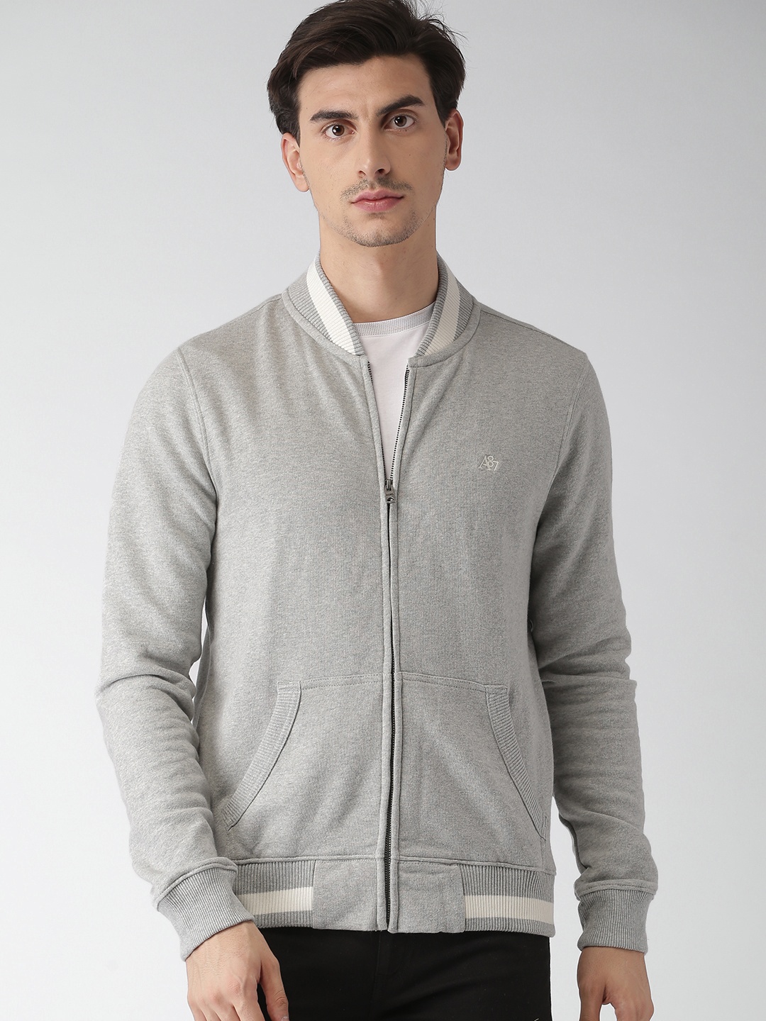 

Aeropostale Men Grey Melange Solid Sweatshirt