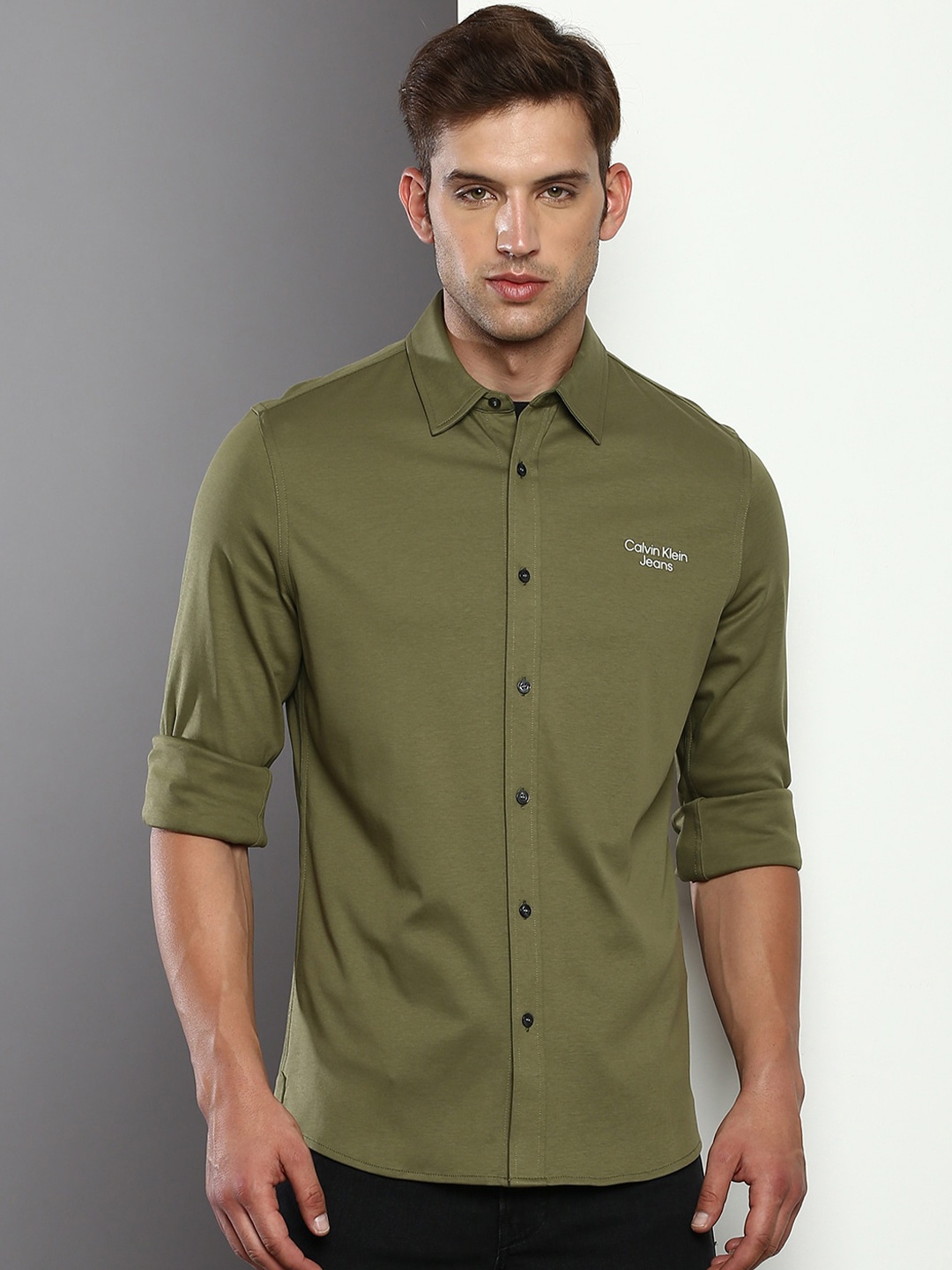

Calvin Klein Jeans Slim Fit Pure Casual Shirt, Olive