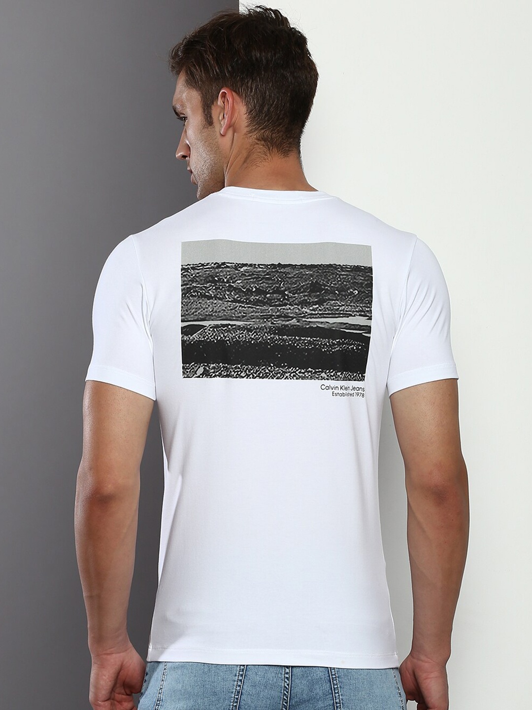 

Calvin Klein Jeans Typography Printed Slim Fit T-shirt, White