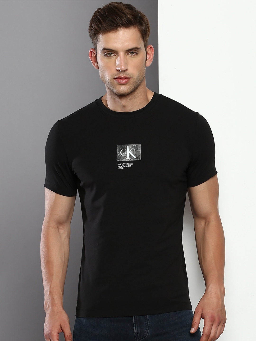 

Calvin Klein Jeans Typography Printed Slim Fit T-shirt, Black