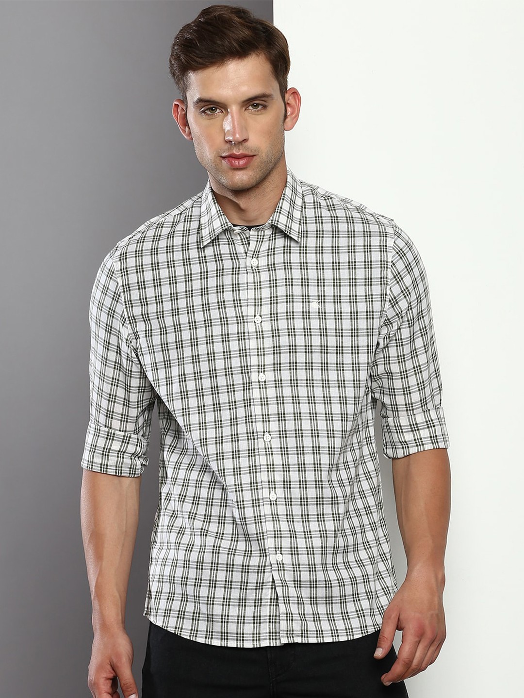 

Calvin Klein Jeans Tartan Checks Cotton Linen Casual Shirt, Green