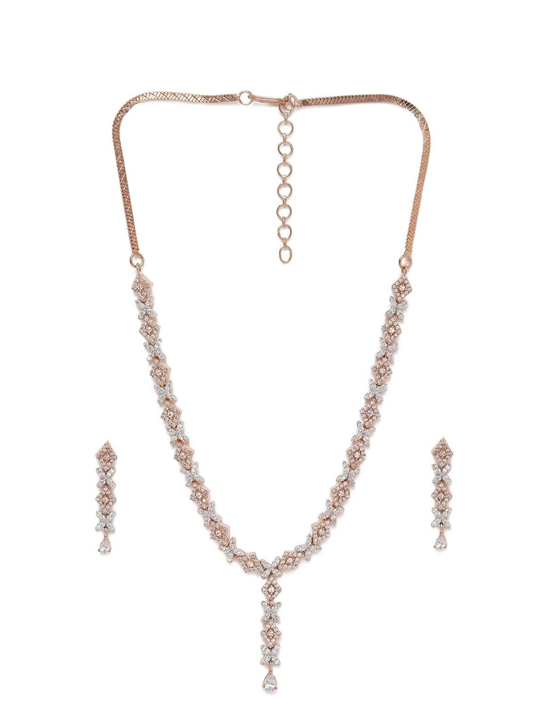 

AccessHer Rose Gold-Plated AD-Studded Jewellery Set