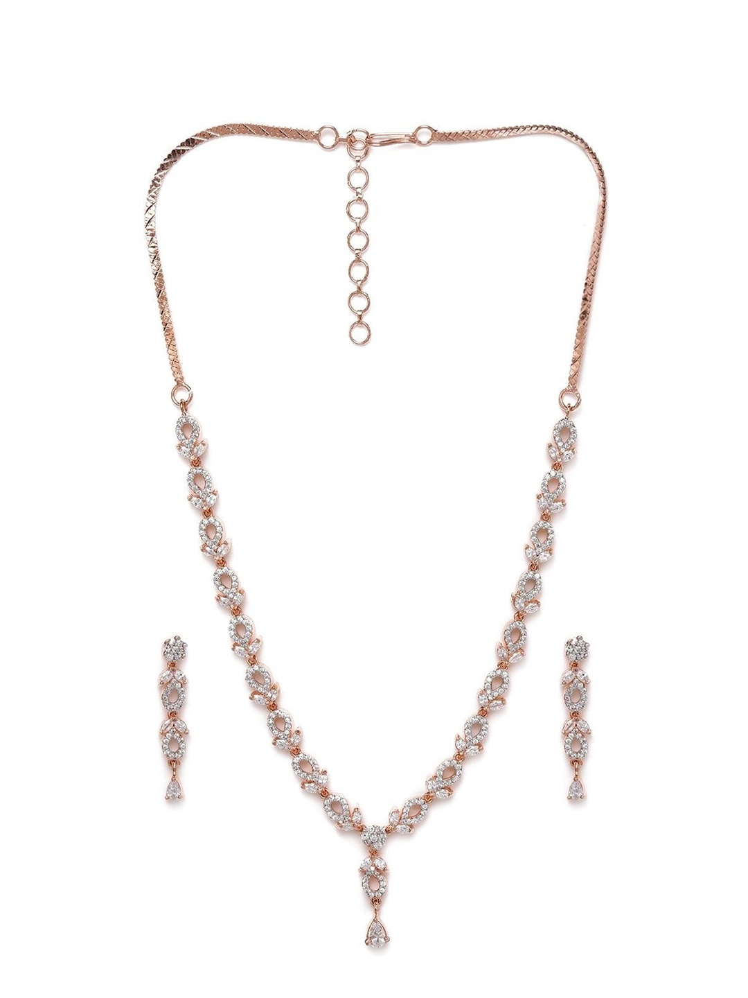 

AccessHer Rose Gold-Plated AD-Studded Jewellery Set