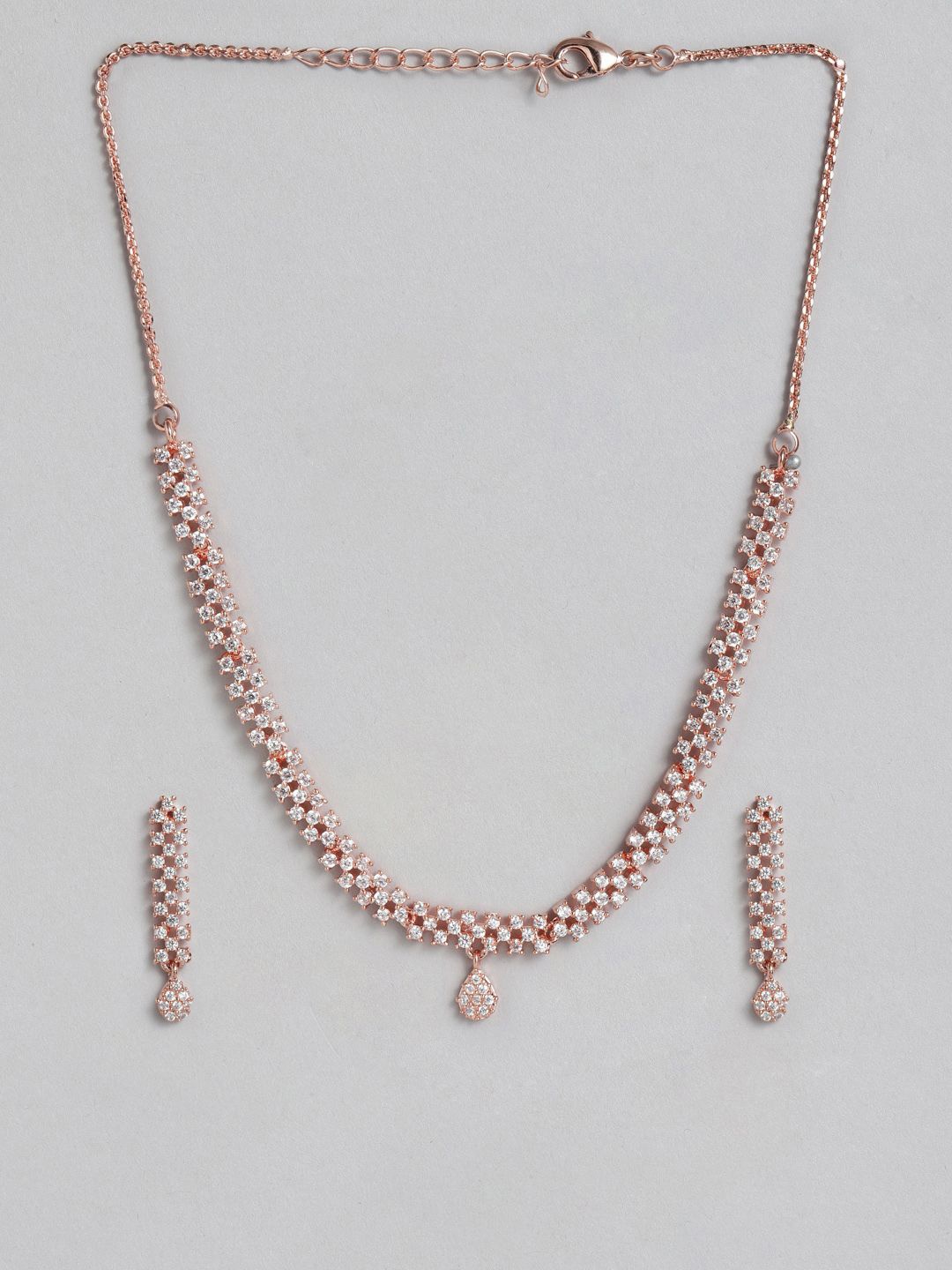 

AccessHer Rose Gold-Plated AD Studded Jewellery Set