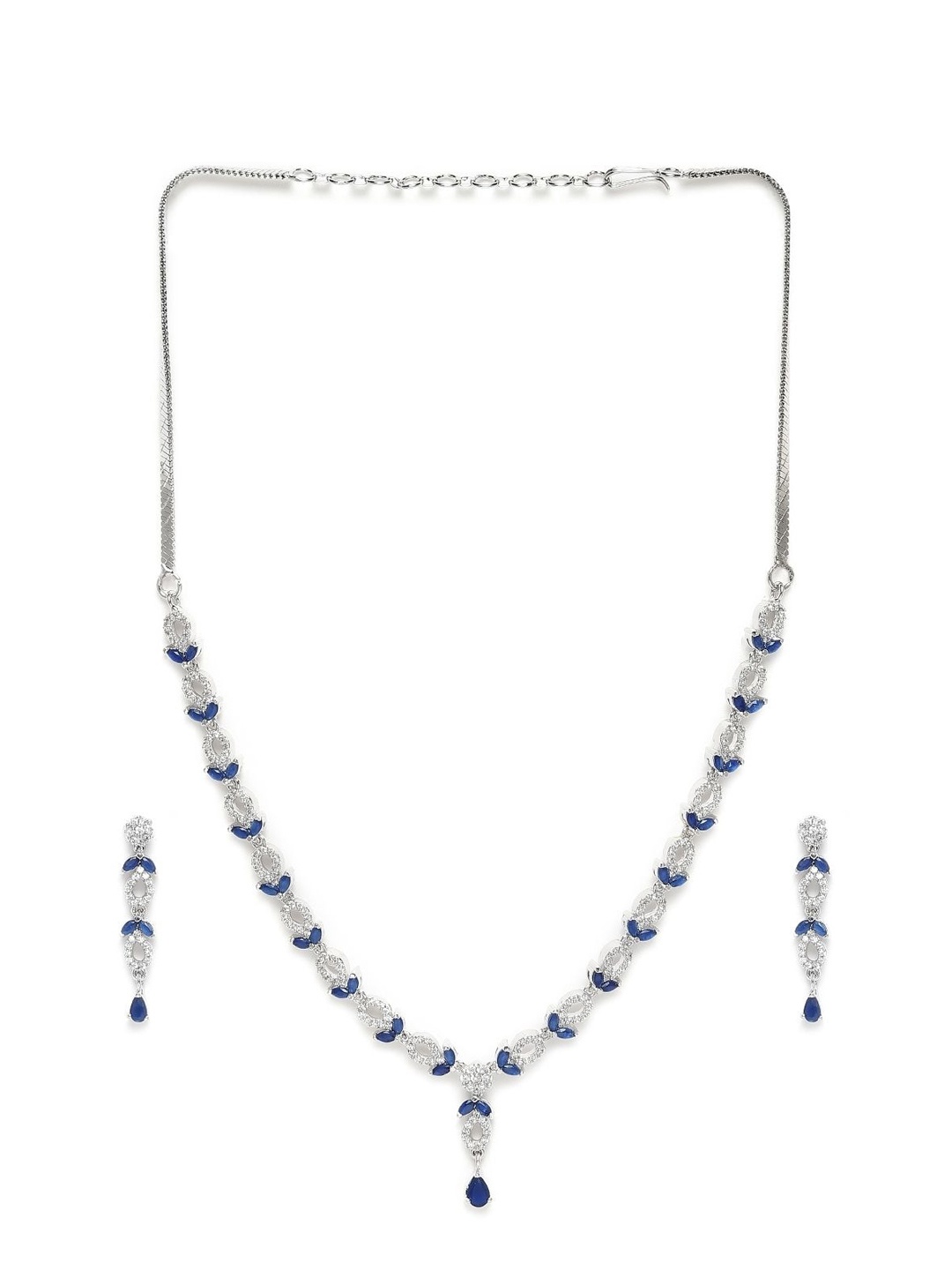 

AccessHer Rhodium-Plated AD Studded Jewellery Set, Silver