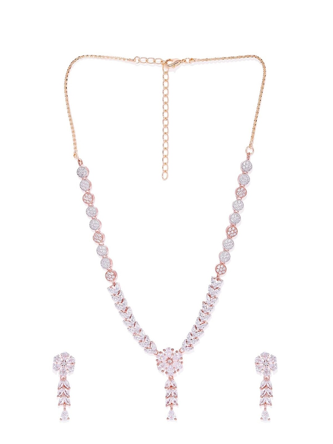 

AccessHer Rose Gold-Plated AD Studded Jewellery Set