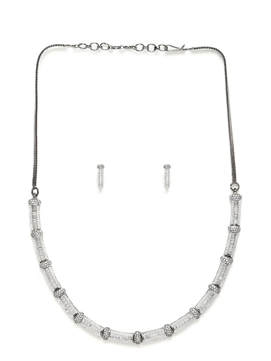 

AccessHer Silver-Plated American Diamond Studded Jewellery Set
