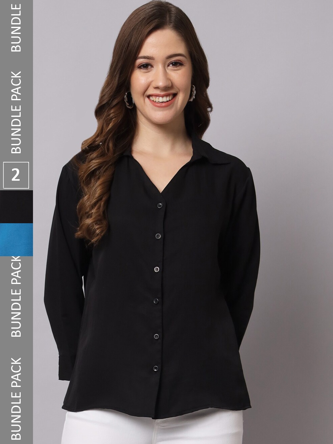 

Funday Fashion Pack 2 Opaque Casual Shirt, Black