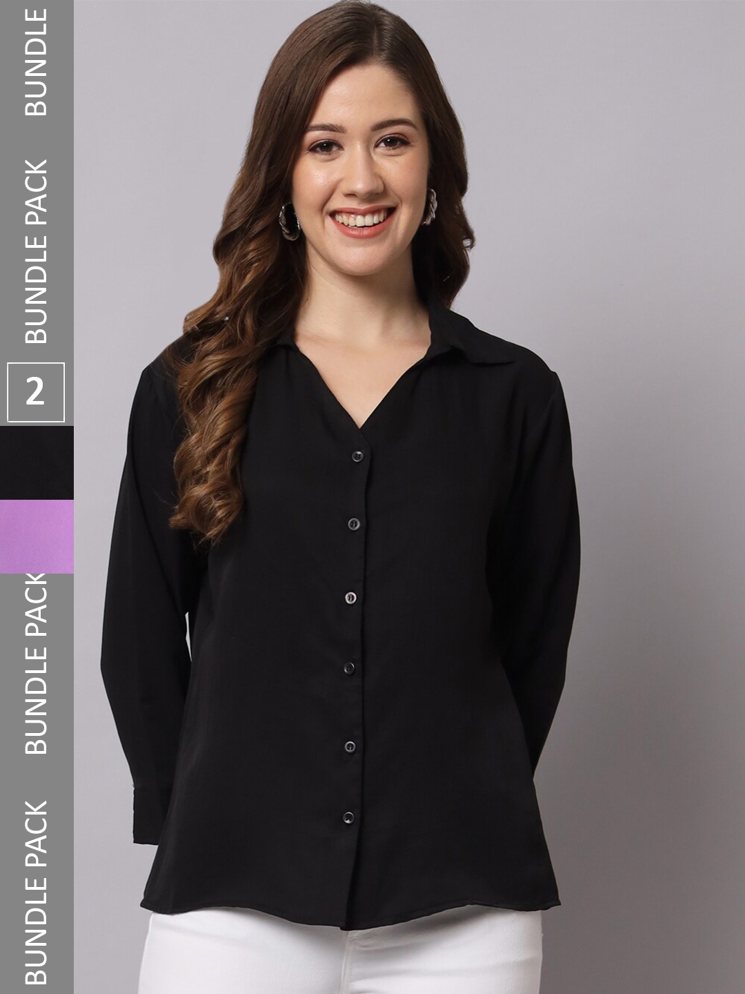 

Funday Fashion Pack 2 Opaque Casual Shirt, Black