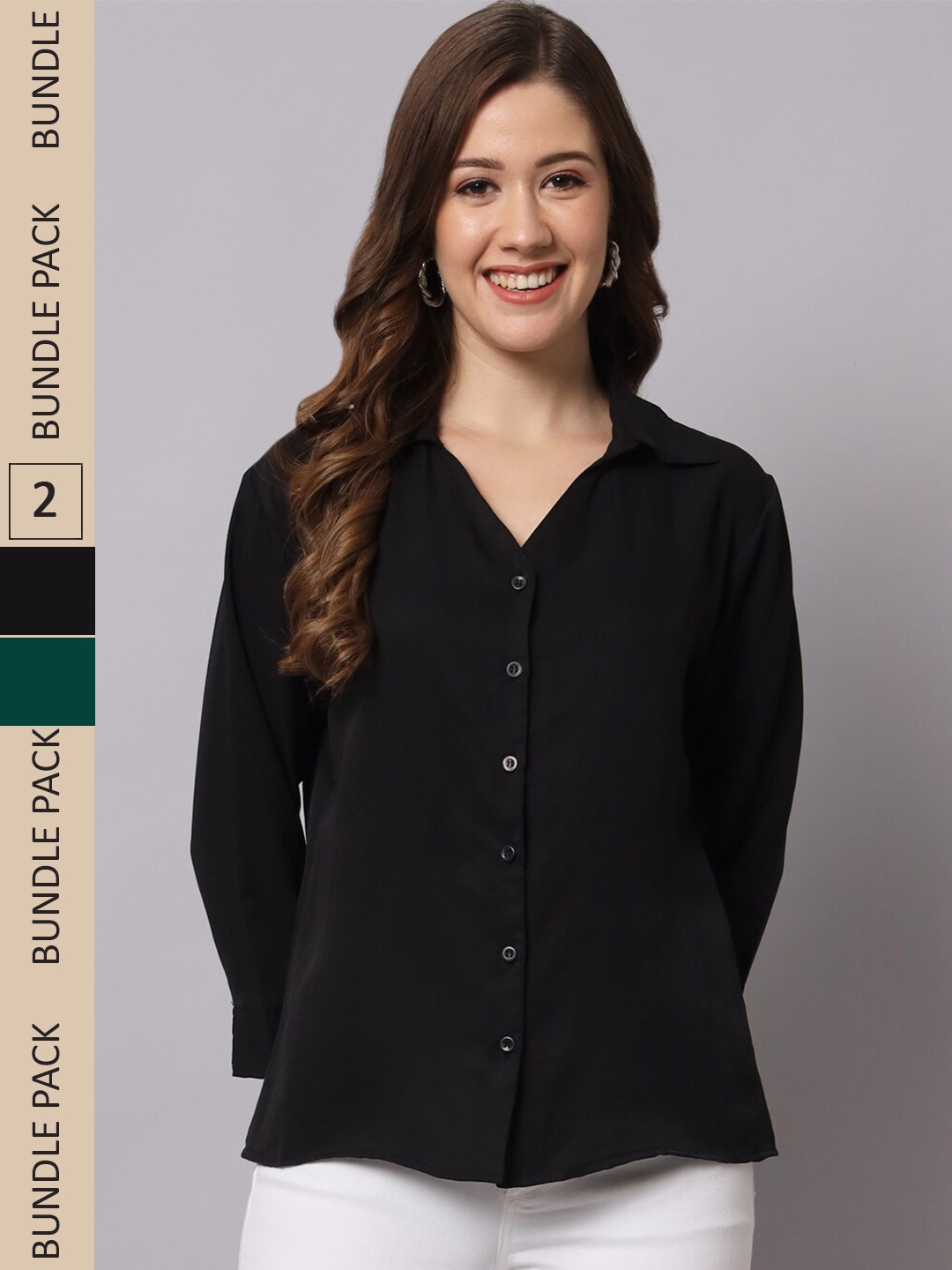 

Funday Fashion Pack 2 Opaque Casual Shirt, Black