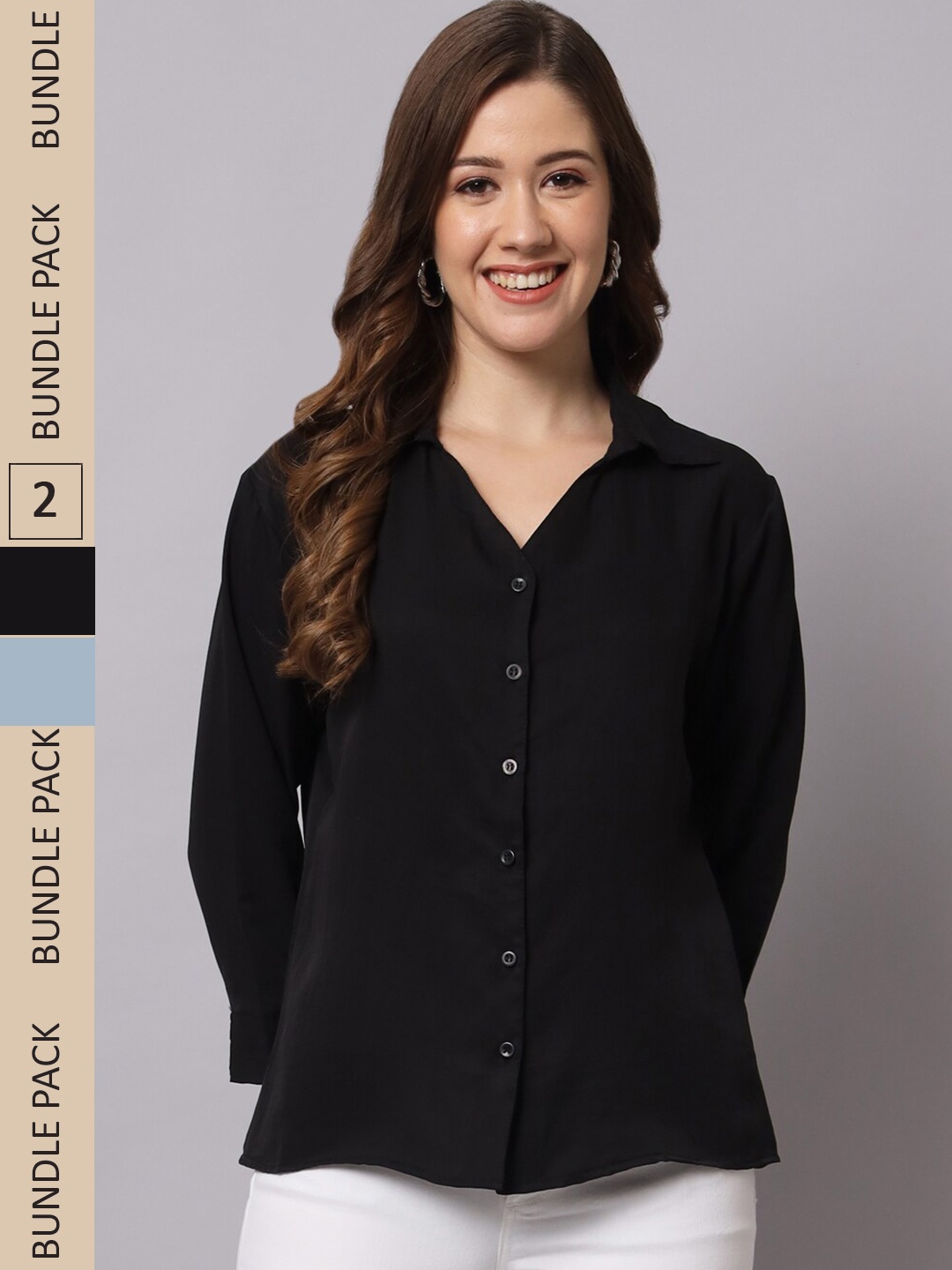 

Funday Fashion Pack 2 Opaque Casual Shirt, Black