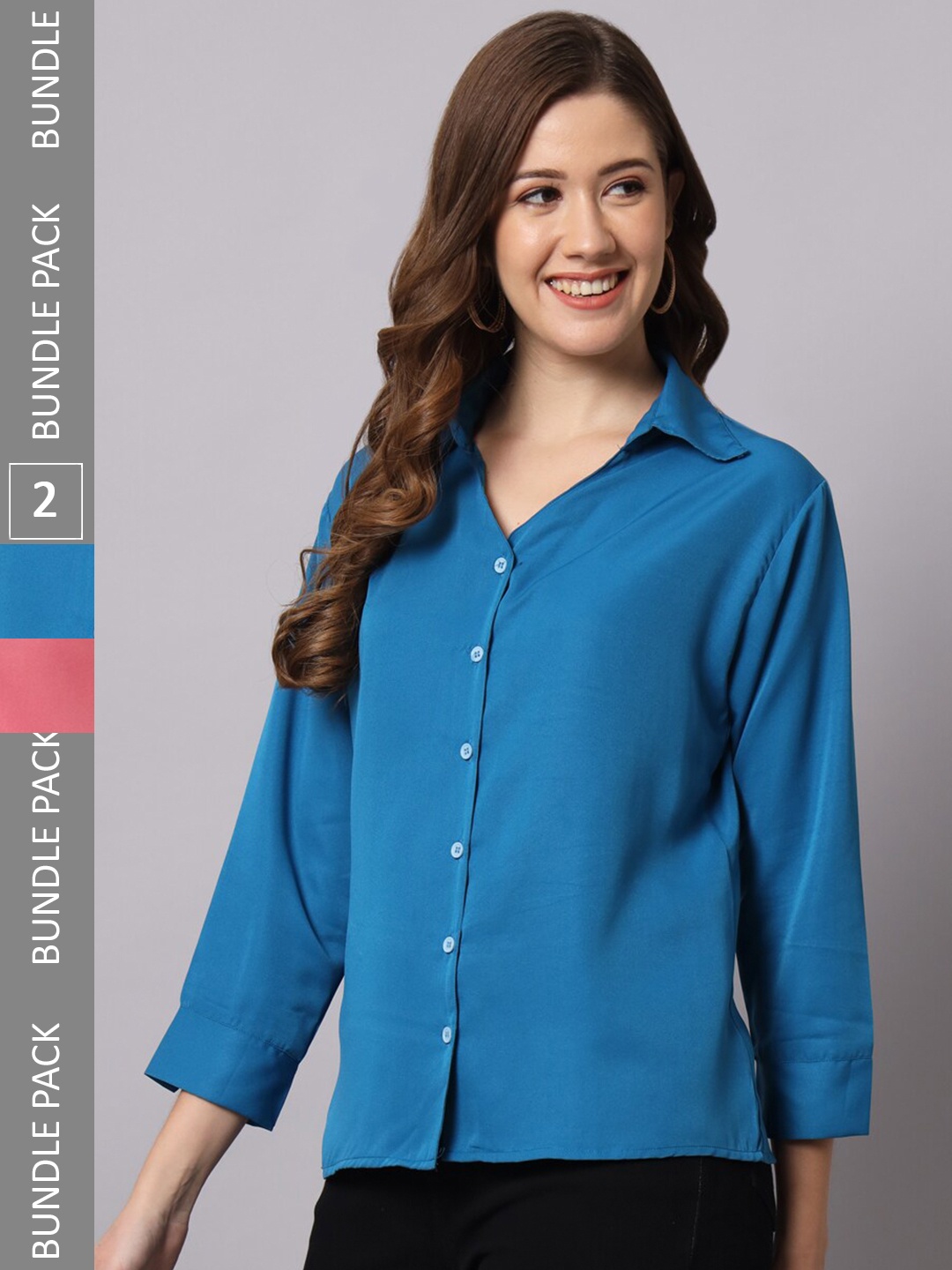 

Funday Fashion Pack 2 Opaque Casual Shirt, Blue