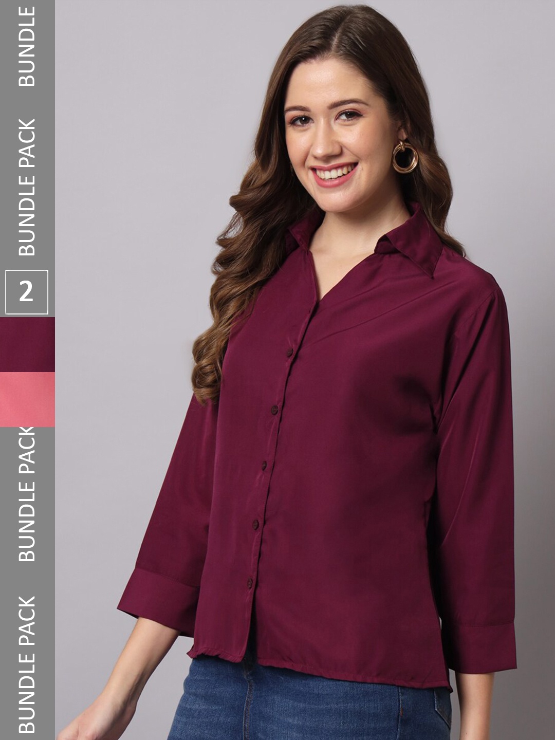 

Funday Fashion Pack Of 2 Spread Collar Casual Shirt, Maroon