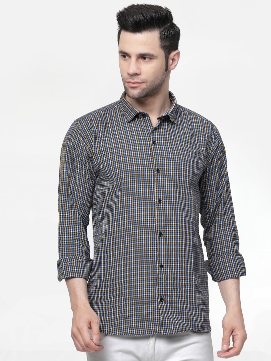 

ADWYN PETER New Checked Cotton Casual Shirt, Blue