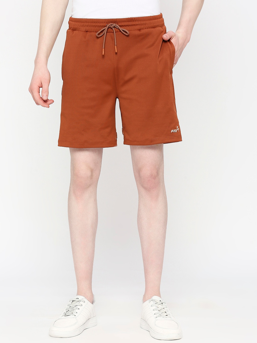 

FiTZ Men Mid-Rise Slim Fit Casual Shorts, Brown