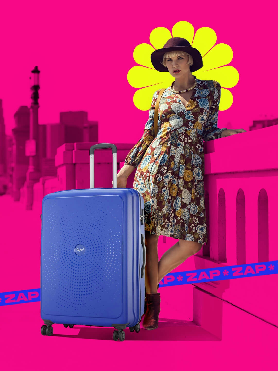

Skybags Zap Textured Hard Medium Trolley Suitcase, Blue