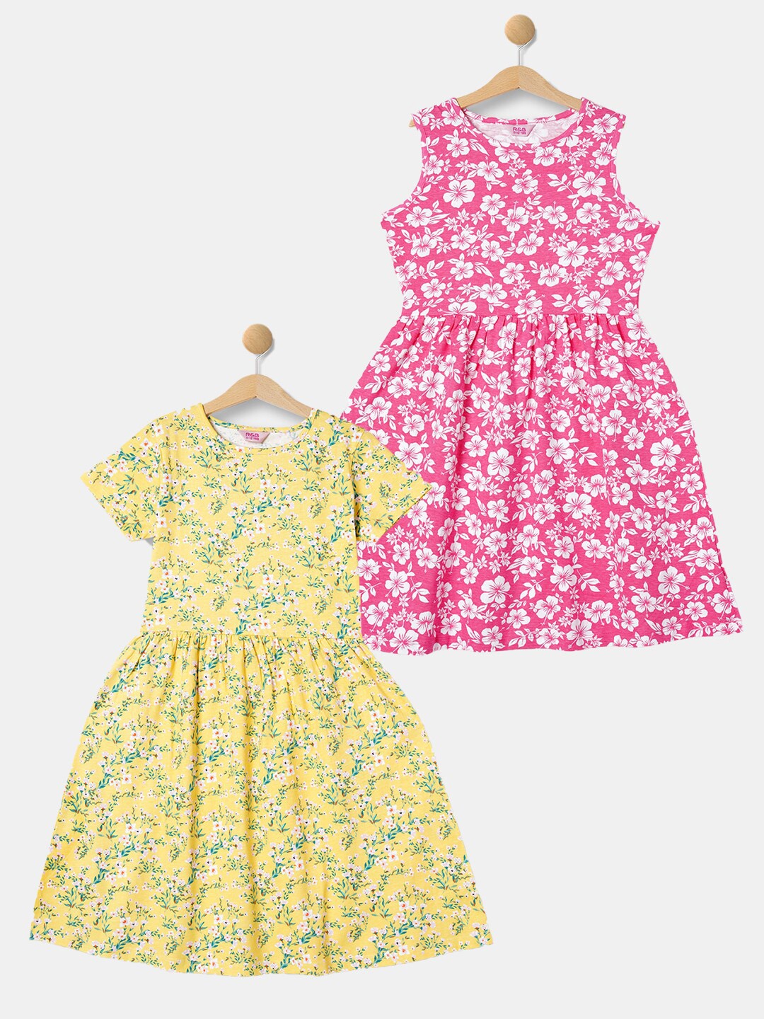 

R&B Girls Pack of 2 Floral Print Fit & Flare Dress, Multi