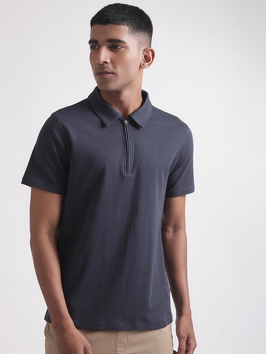 

Matinique Polo Collar Cotton T-shirt, Navy blue