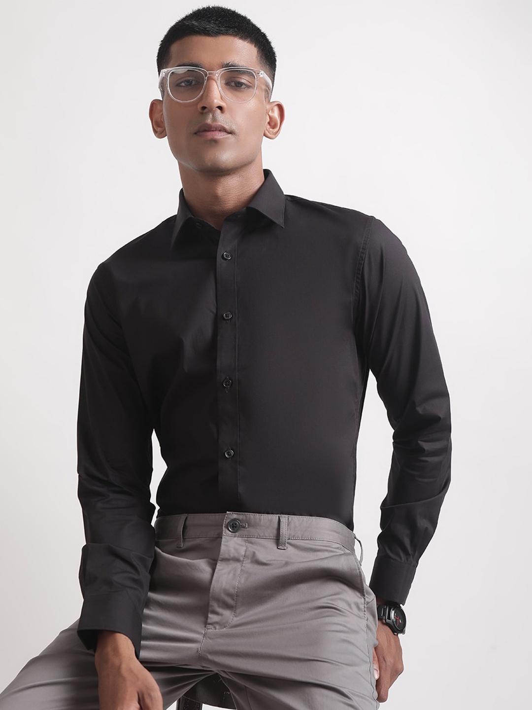 

Matinique Slim Fit Cotton Casual Shirt, Black