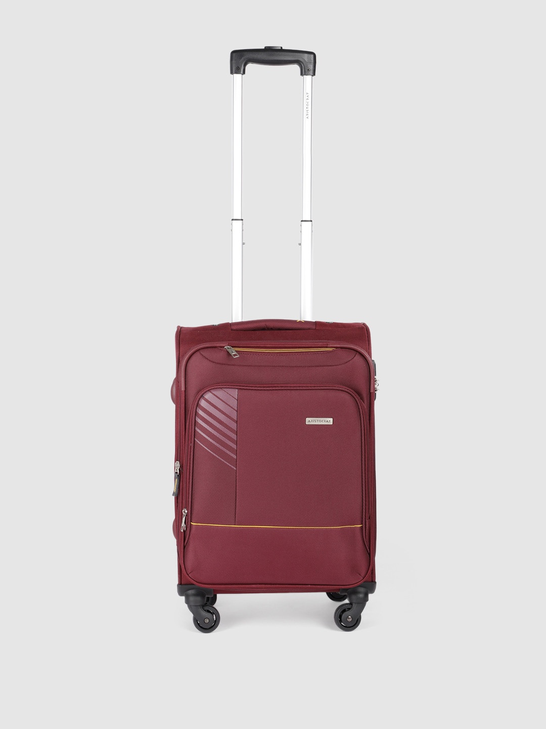 

Aristocrat Unisex Vitara Textured Soft-Sided Cabin Trolley Suitcase With A Zip Pouch, Maroon