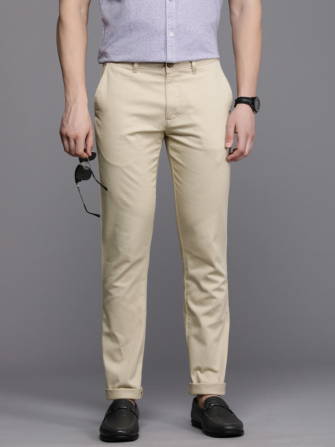 

Louis Philippe Sport Men Slim Fit Trousers, Beige