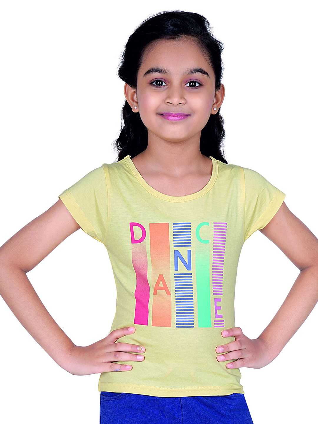 

Tiny Girl Typography Printed Cotton Styled Back Top, Yellow