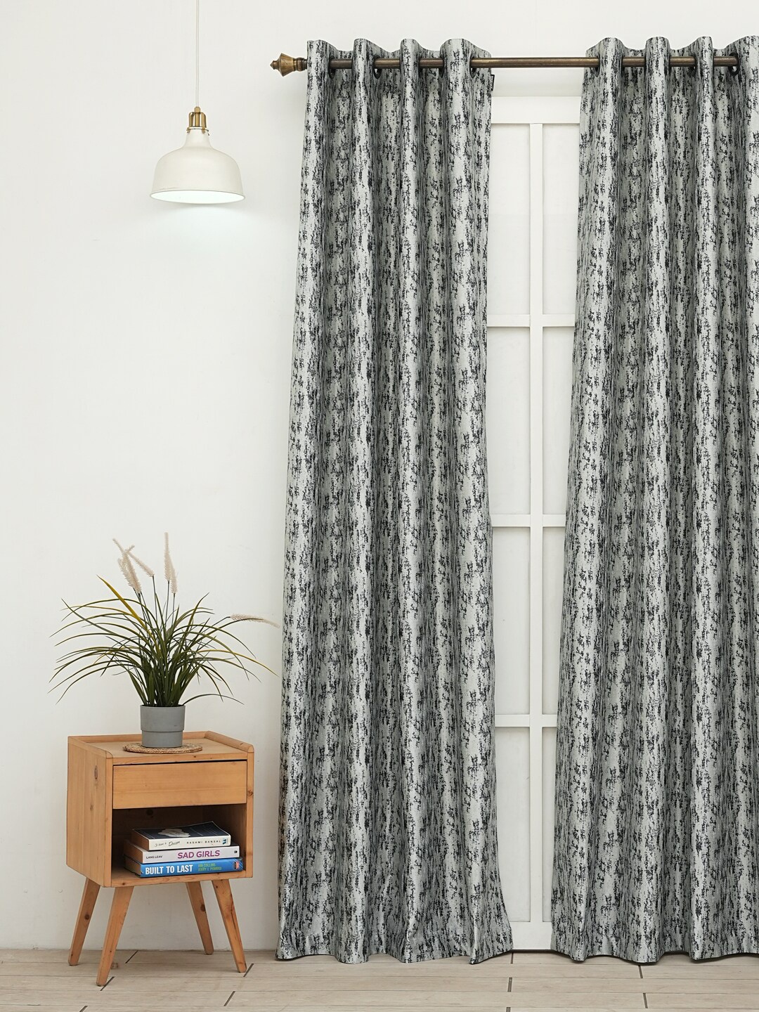 

Ariana Grey & White Room Darkening Long Door Curtain