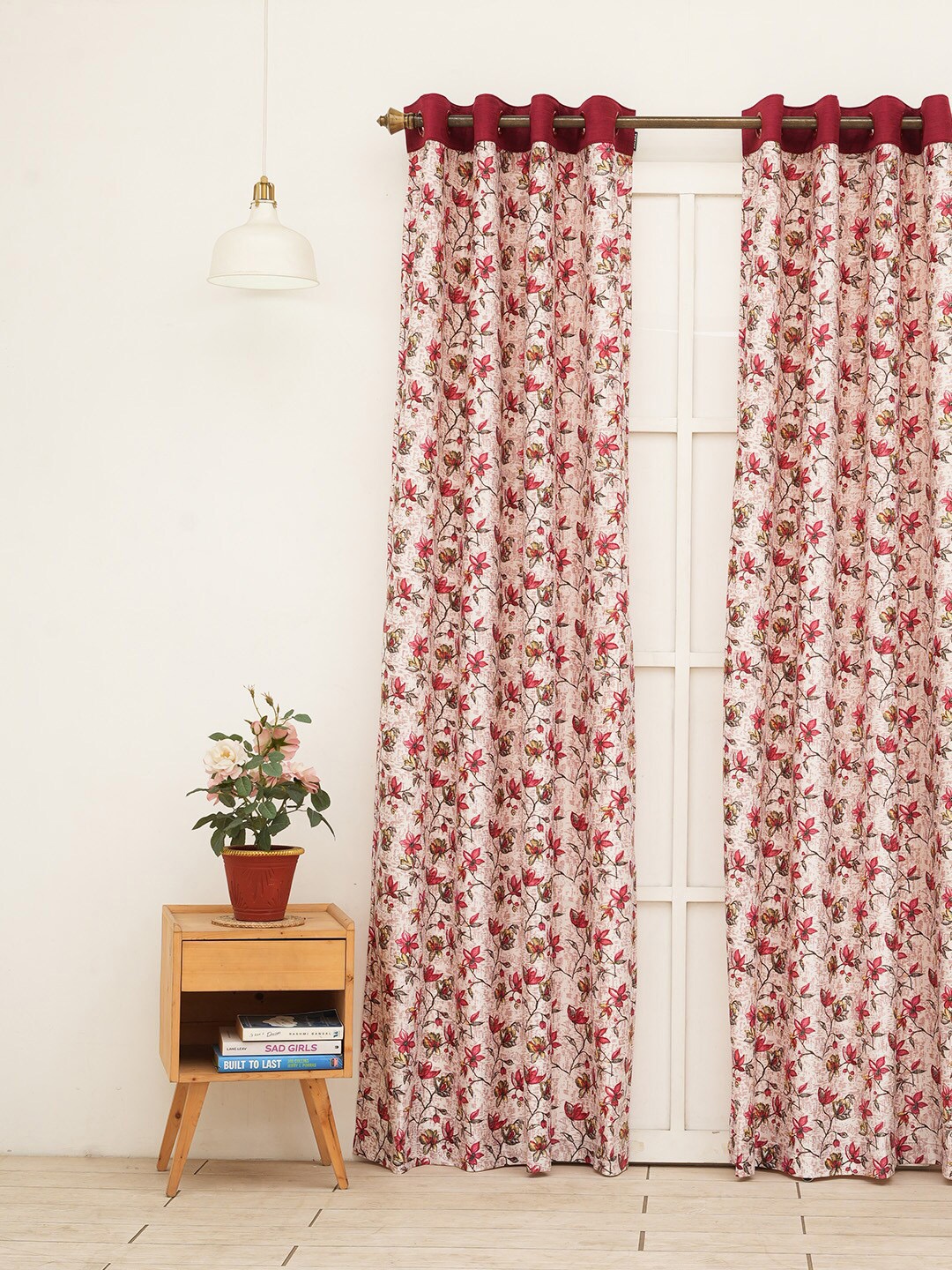 

Ariana Pink Floral Long Door Curtain