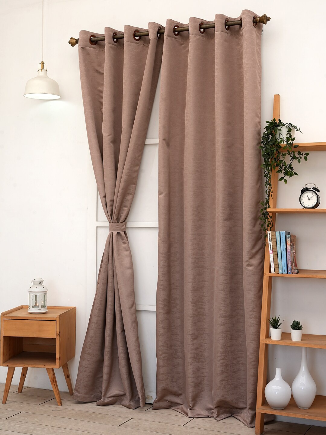 

Ariana Rose Textured Satin Black Out Long Door Curtain