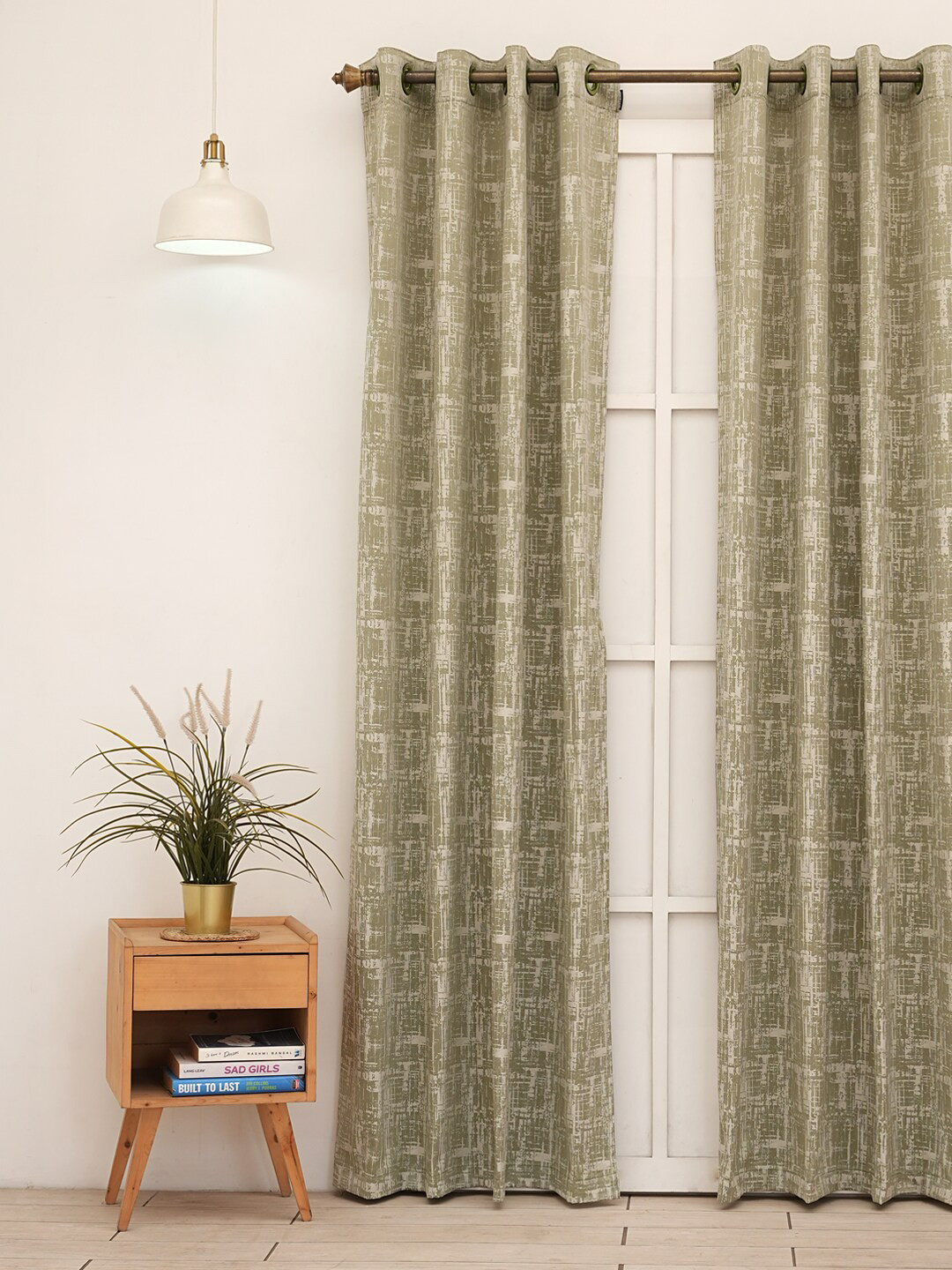 

Ariana Olive Green Self Design Room Darkening Long Door Curtain