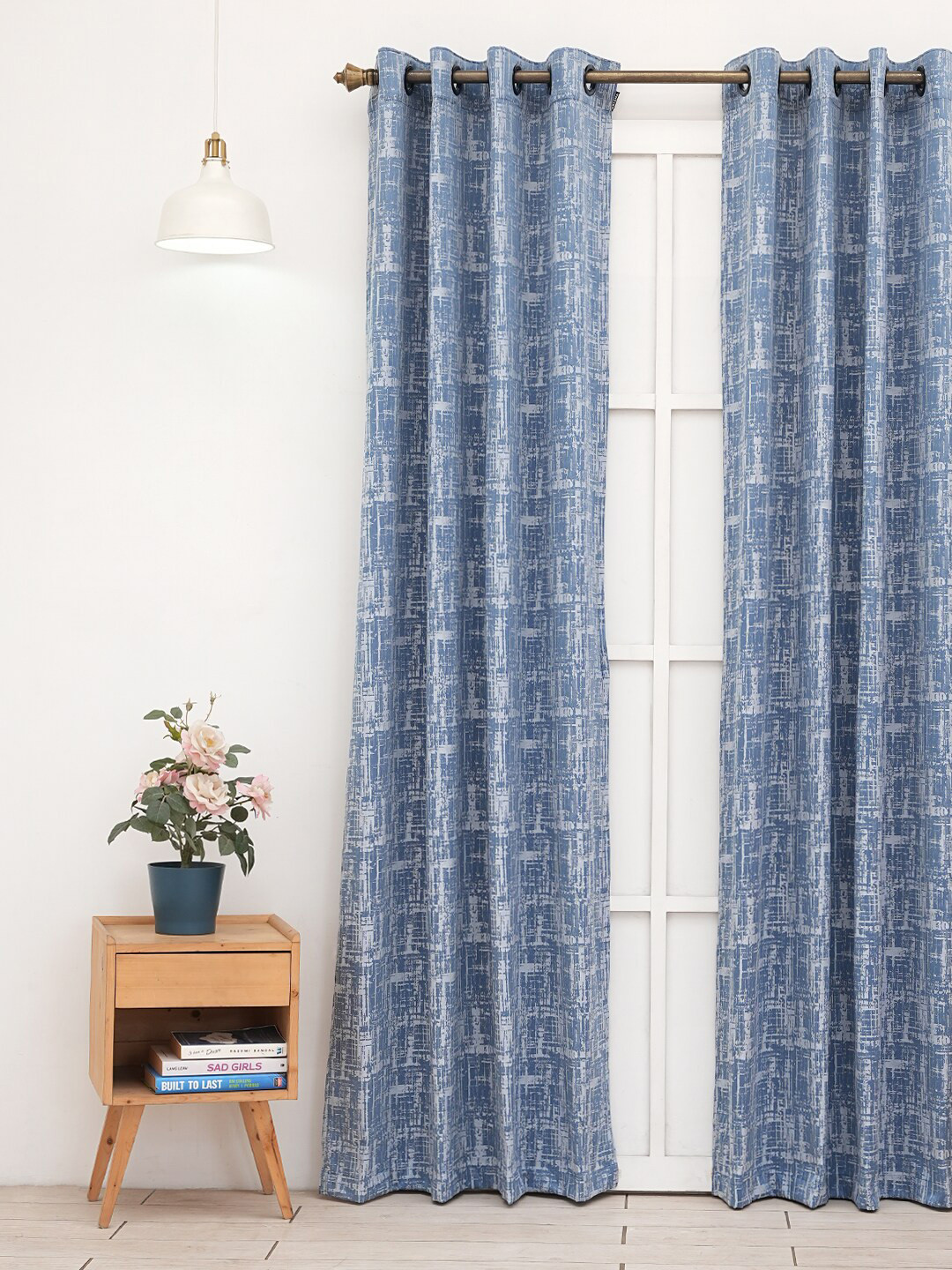 

Ariana Blue & White Room Darkening Door Curtain