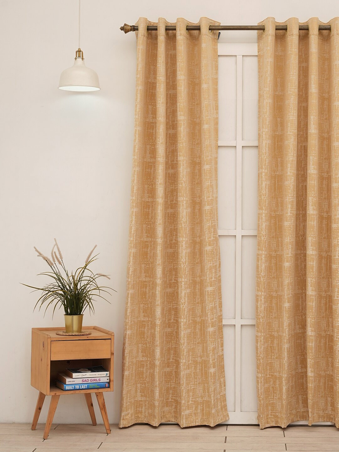

Ariana Gold-Toned & White 1 Pieces Room Darkening Long Door Curtain