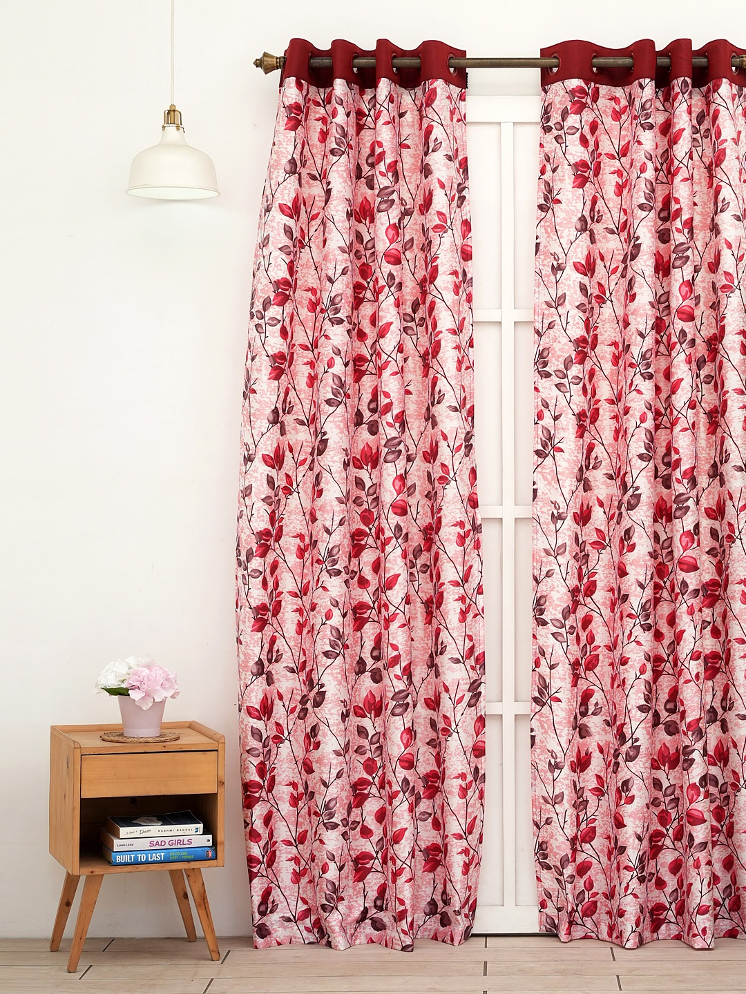 

Ariana Maroon & White Chia Floral Design Door Curtain