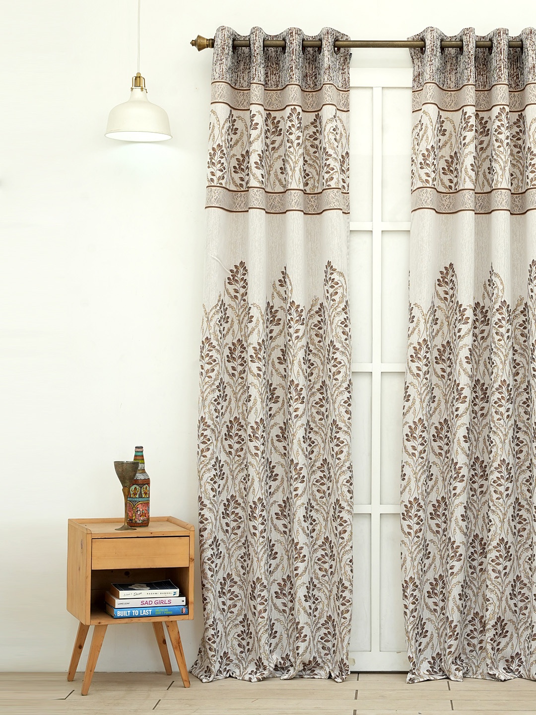 

Ariana Grey & White Small Damask Panel Floral Design Room Darkening Door Curtain