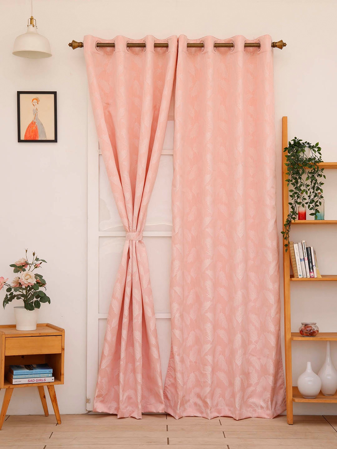 

Ariana Pink &White 1 Pieces Floral Black Out Door Curtain