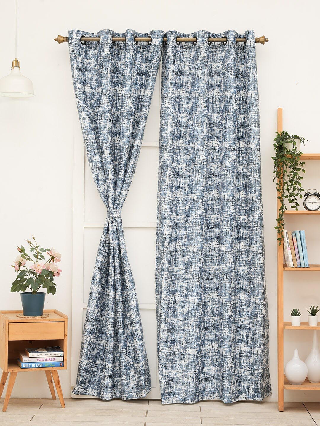 

Ariana Steel & White 2 Pieces Long Door Curtain