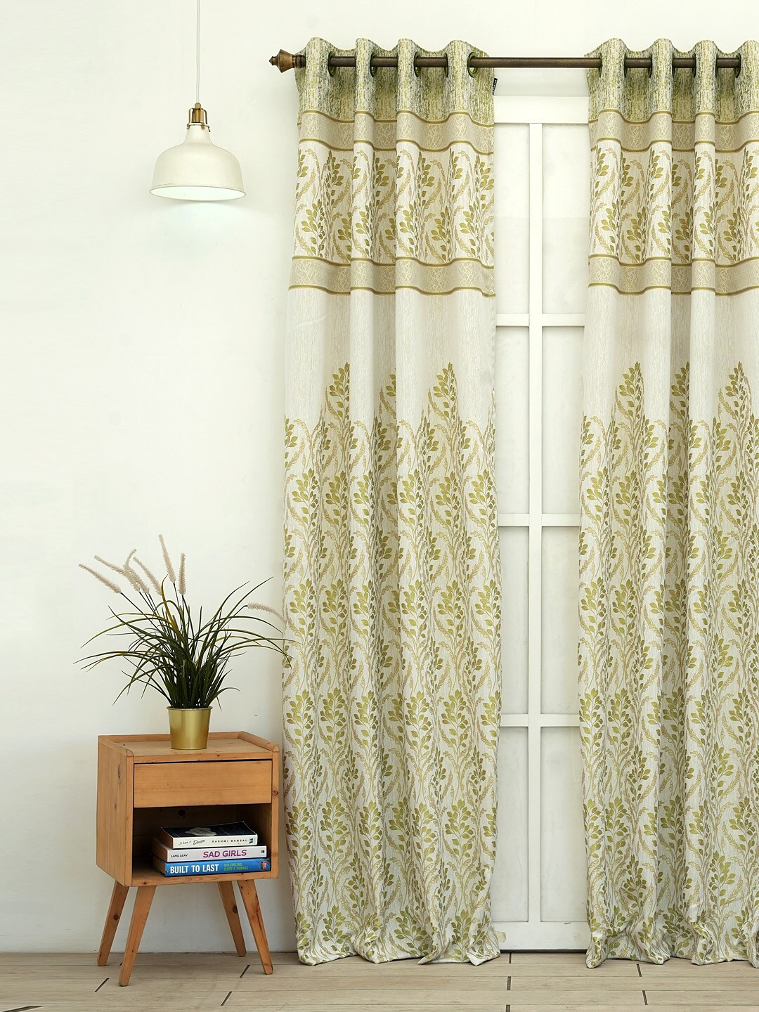 

Ariana 1 Piece Ethnic Motifs Room Darkening Long Door Curtain, White