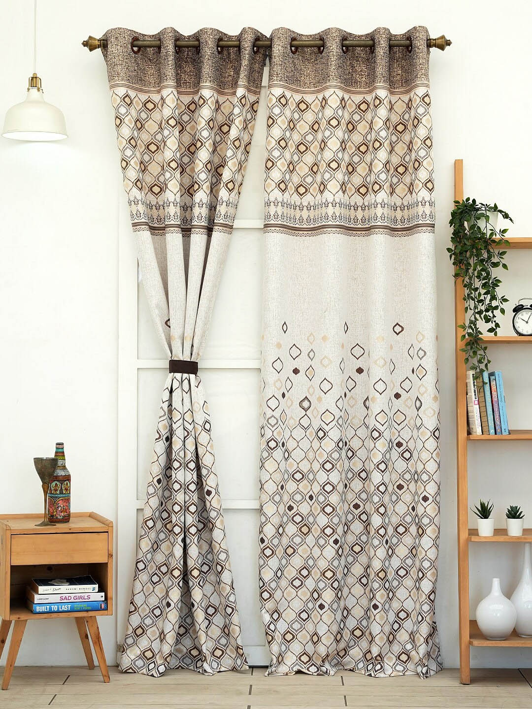 

Ariana Coffee Brown & White Ethnic Motifs Room Darkening Door Curtain