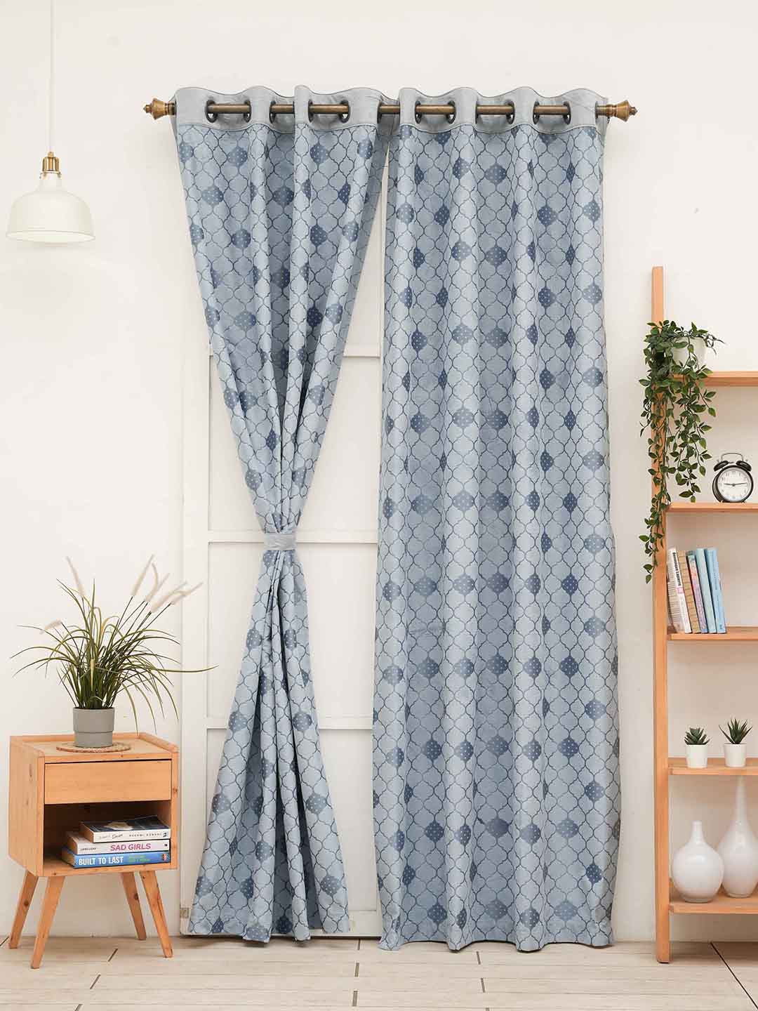 

Ariana Grey 2 Pieces Ethnic Motifs Room Darkening Long Door Curtain