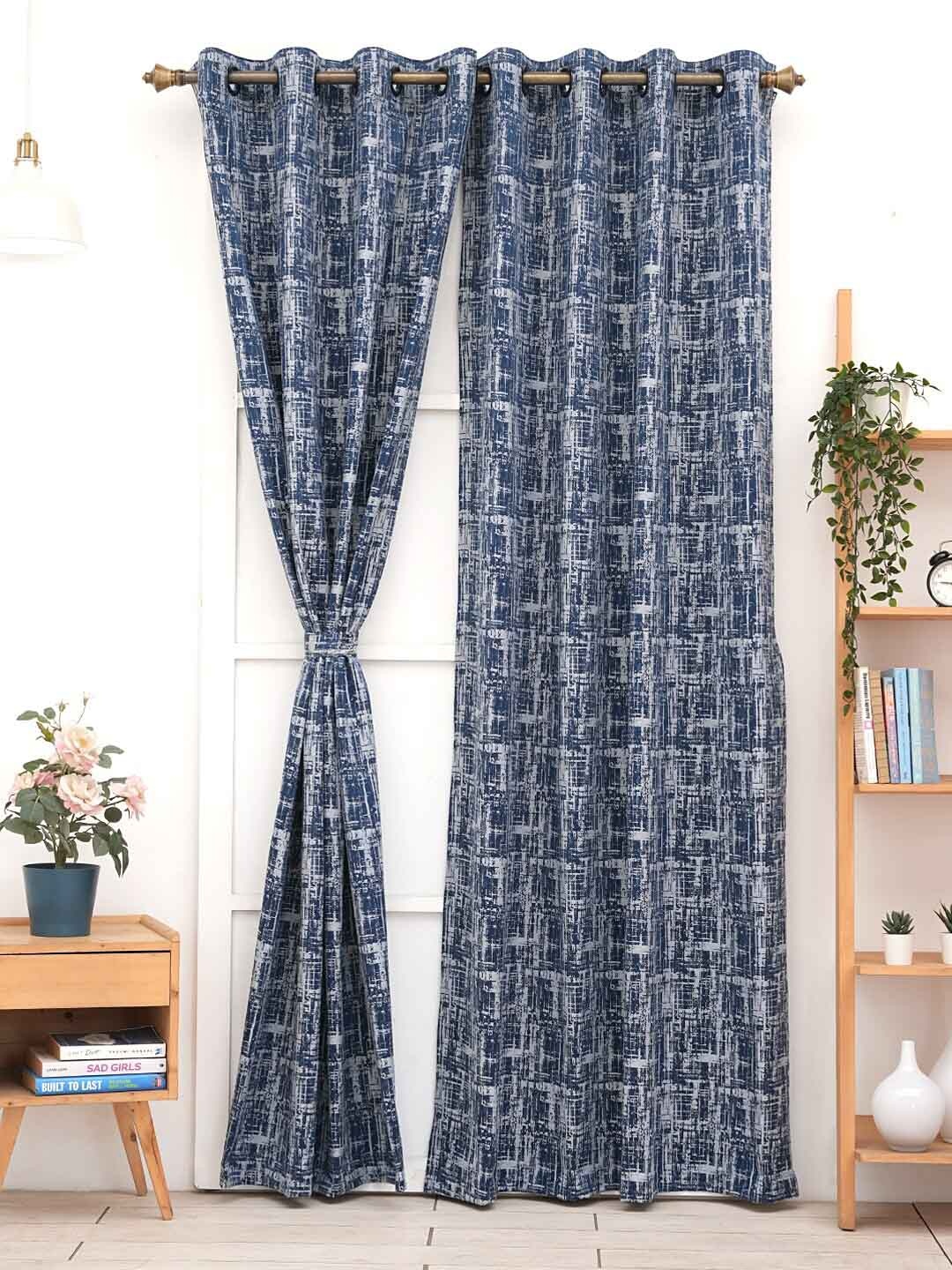 

Ariana 1 Pieces Navy Blue & Grey Room Darkening Long Door Curtain