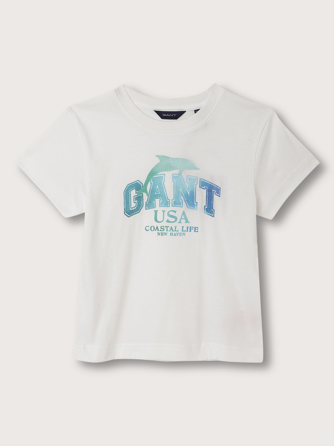 GANT Relaxed Fit Typography Printed Round Neck T-shirt, White